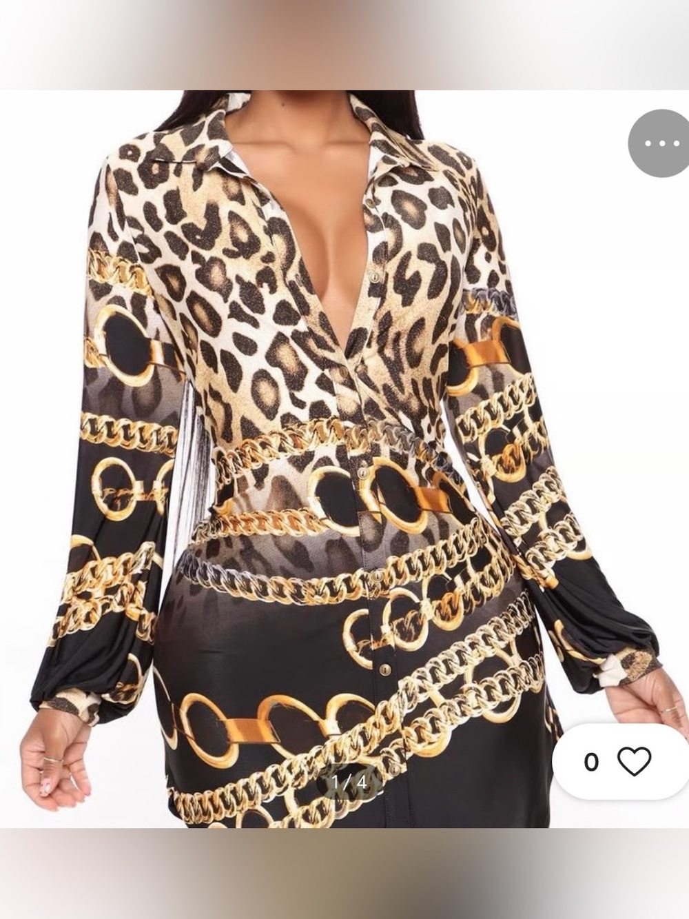SHEIN White and Black Leopard Print Satin Shirt Dress